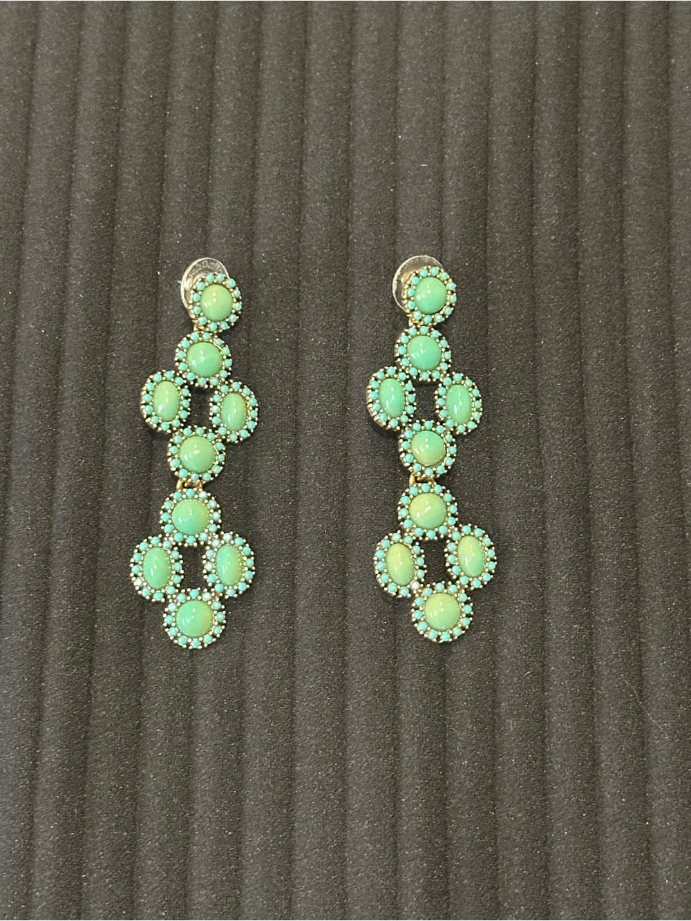 Stella & Dot Mint Green Cluster Drop Earrings 3 in 1